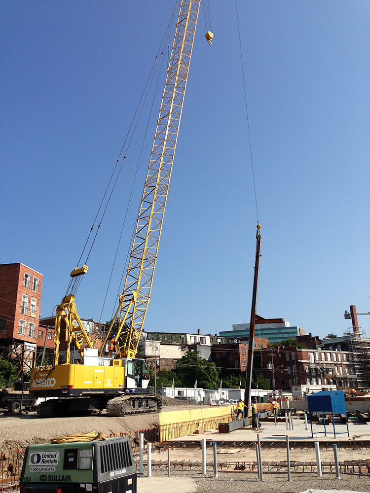 Erection of steel beam framework